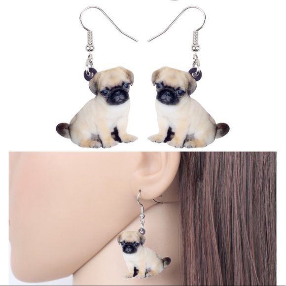 Jewelry - Puppy Pug Dog Acrylic Earrings